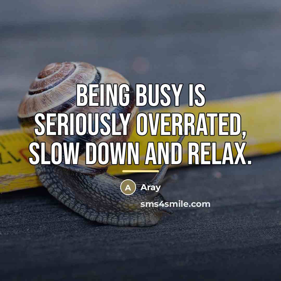 “Being busy is seriously overrated, slow down and relax.…” quote by Aray