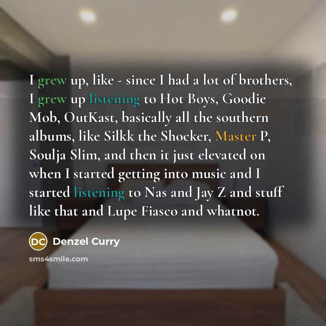 “I grew up, like - since I had a lot…” quote by Denzel Curry