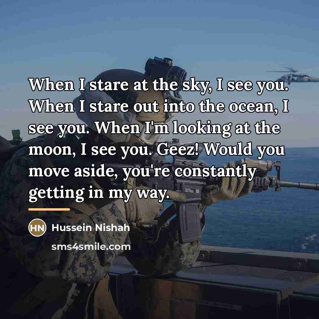 “When I stare at the sky, I see you. When…” quote by Hussein Nishah