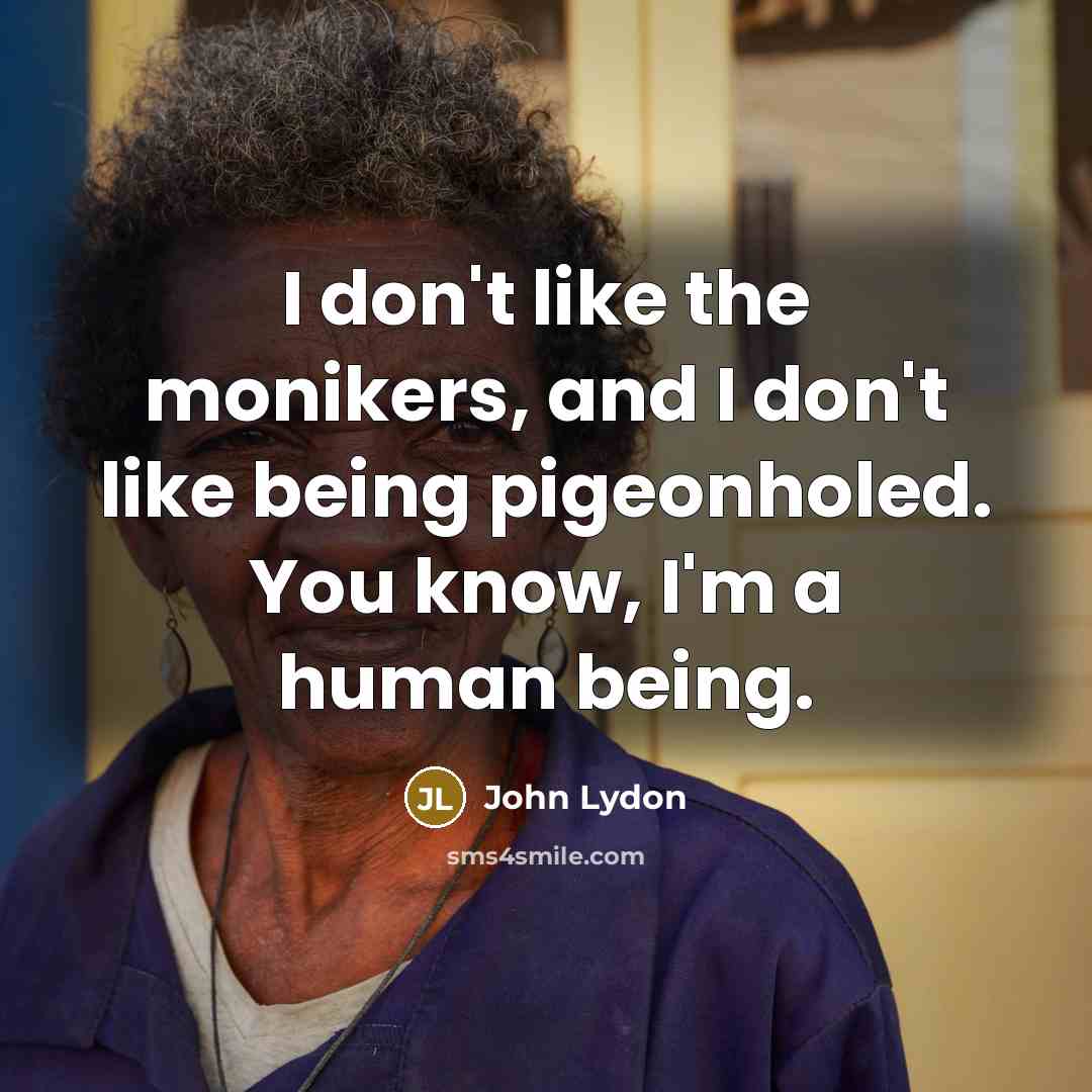 “I don't like the monikers, and I don't like being…” quote by John Lydon