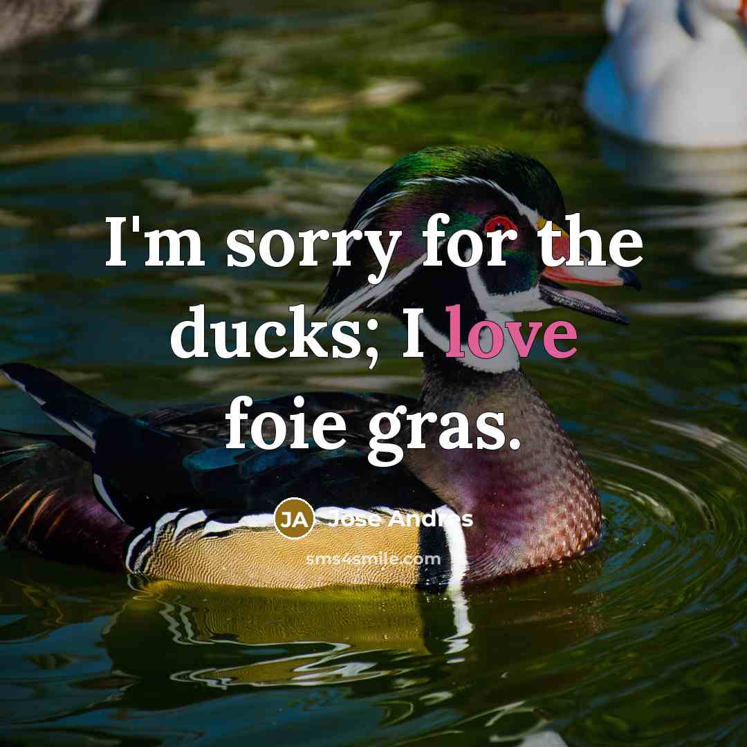 “I'm sorry for the ducks; I love foie gras.…” quote by Jose Andres