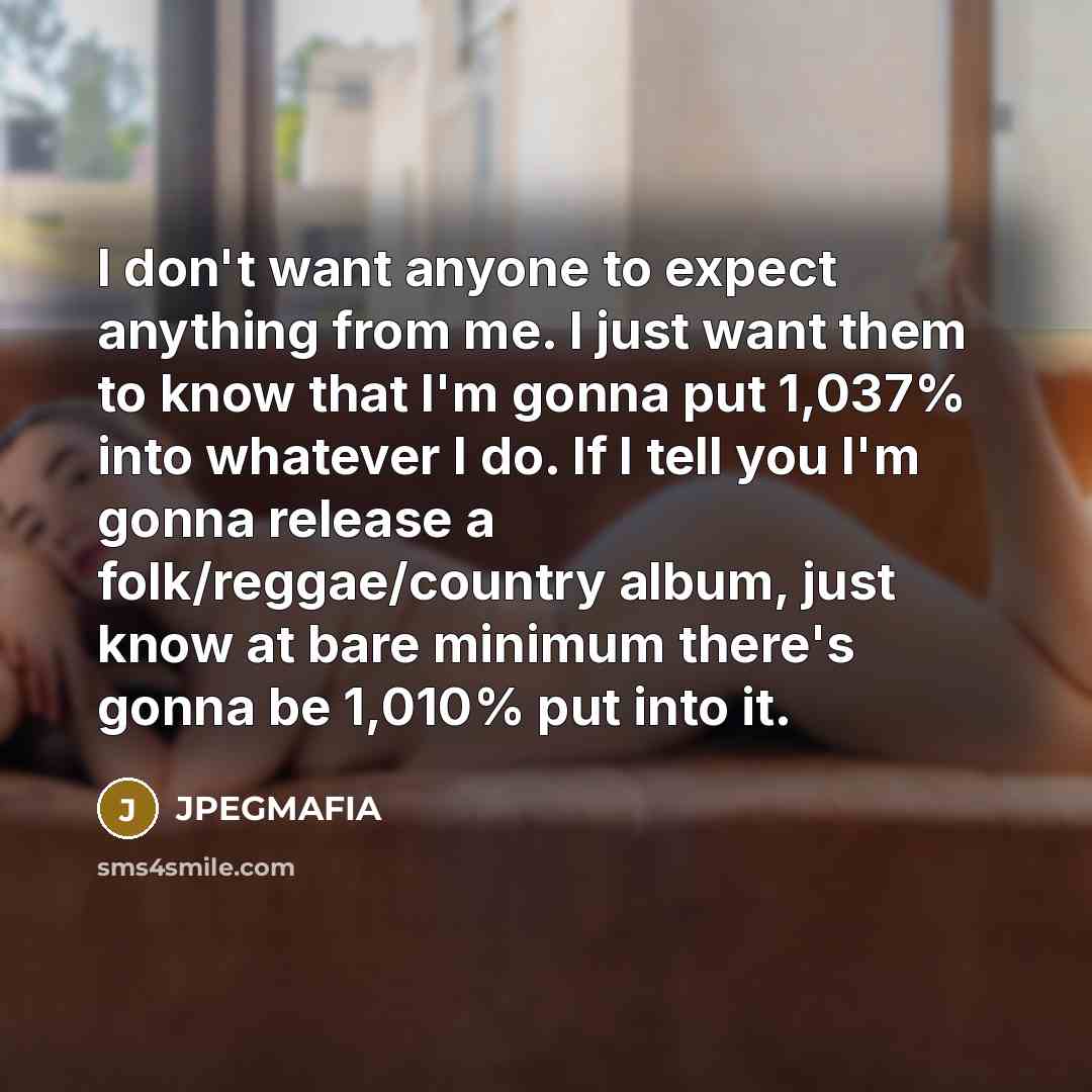 “I don't want anyone to expect anything from me. I…” quote by JPEGMAFIA