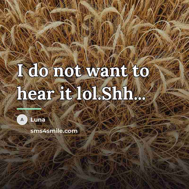 “I do not want to hear it lol.Shh...…” quote by Luna