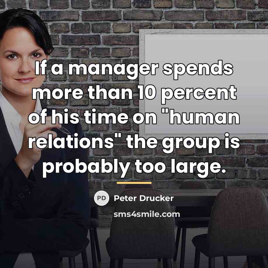 “If a manager spends more than 10 percent of his…” quote by Peter Drucker
