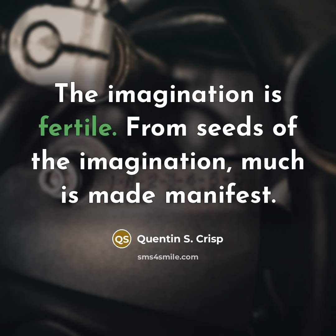 “The imagination is fertile. From seeds of the imagination, much…” quote by Quentin S. Crisp