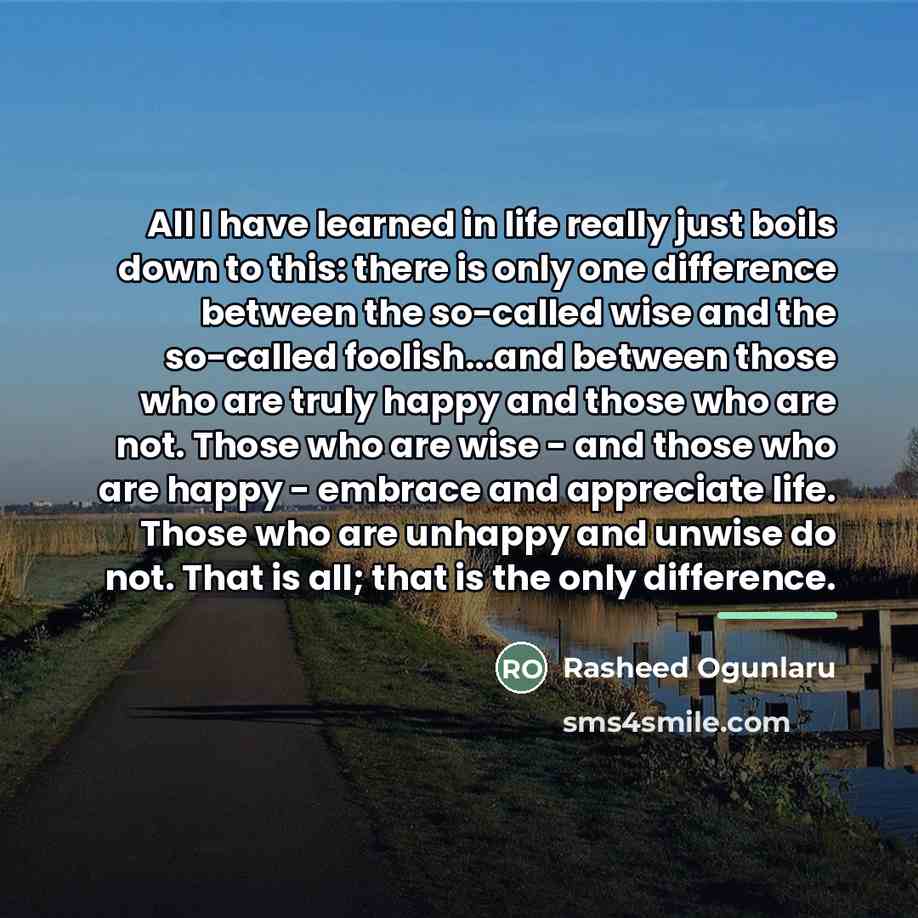 “All I have learned in life really just boils down…” quote by Rasheed Ogunlaru