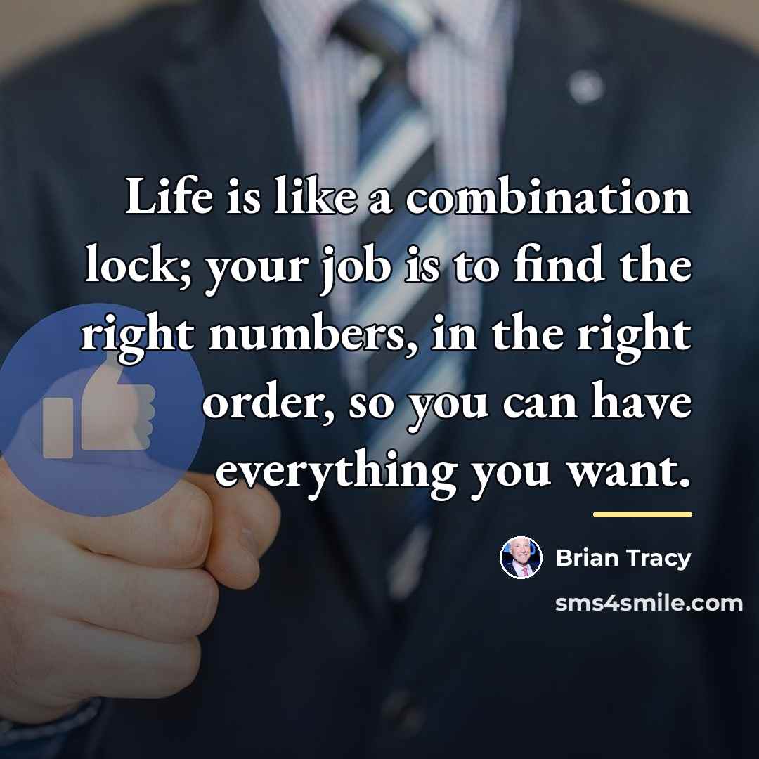 “Life is like a combination lock; your job is to…” quote by Brian Tracy