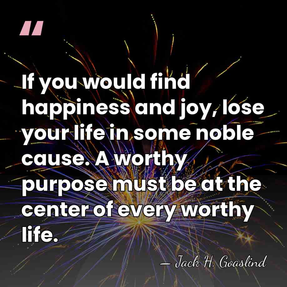 If you would find happiness and joy, lose your life in some&hellip; - Jack H. Goaslind