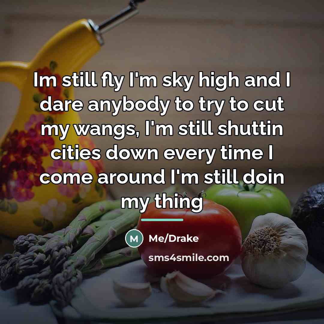 “Im still fly I'm sky high and I dare anybody…” quote by Me/Drake