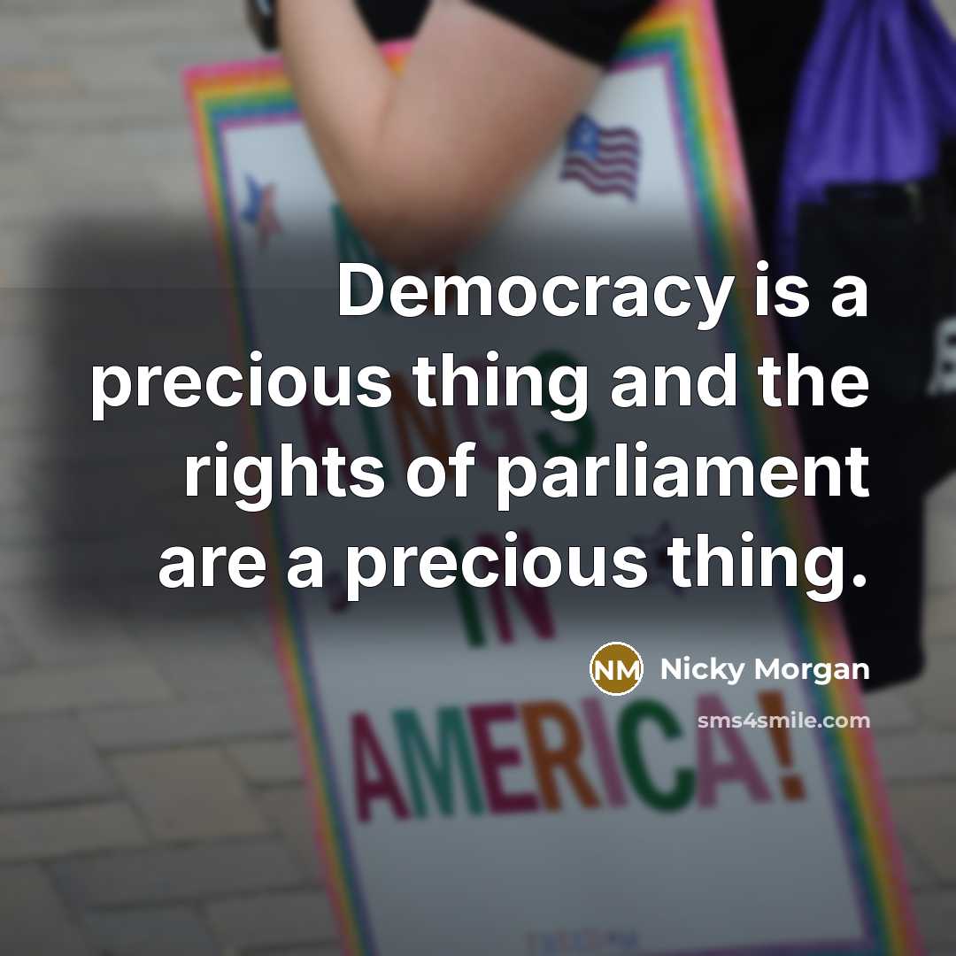 “Democracy is a precious thing and the rights of parliament…” quote by Nicky Morgan