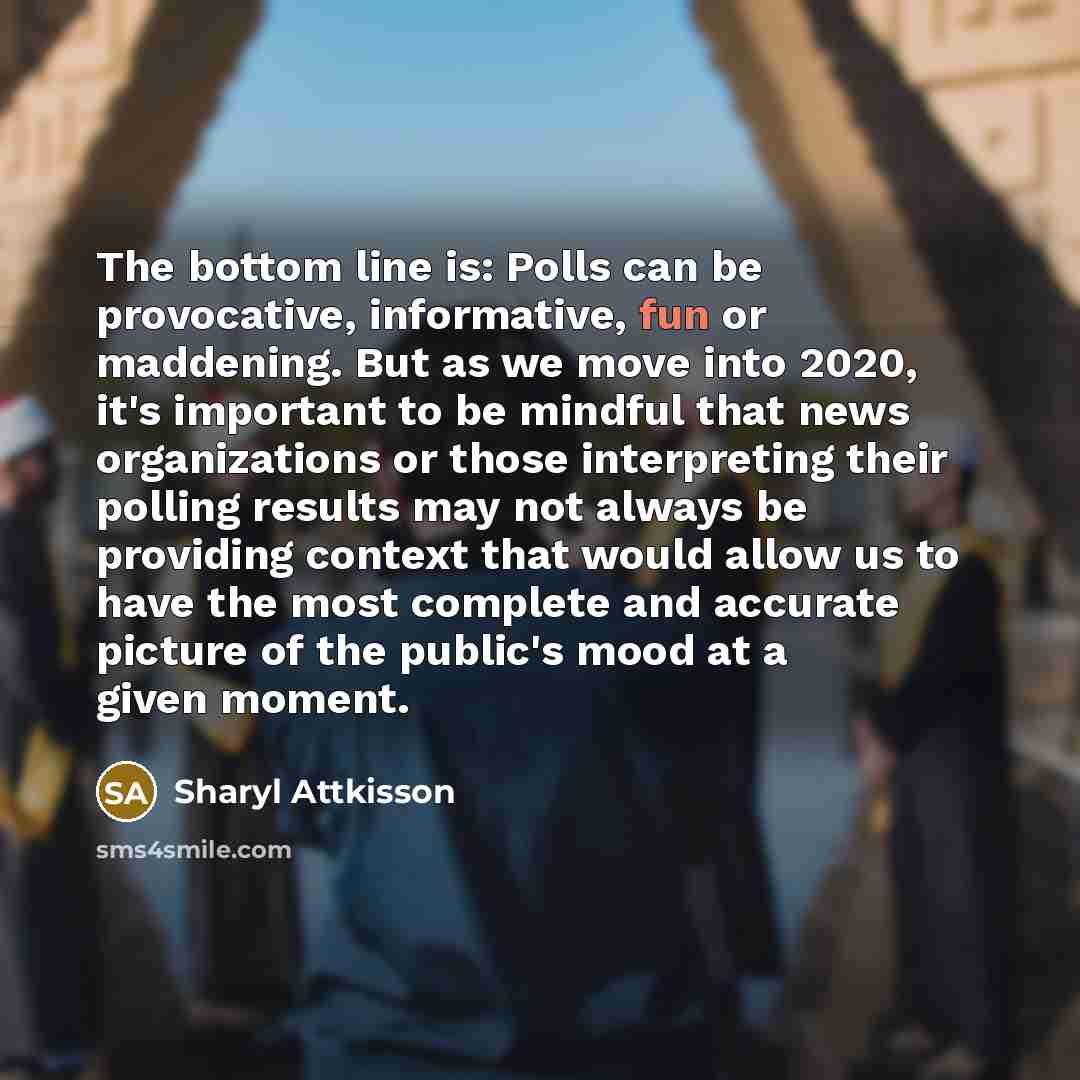 “The bottom line is: Polls can be provocative, informative, fun…” quote by Sharyl Attkisson