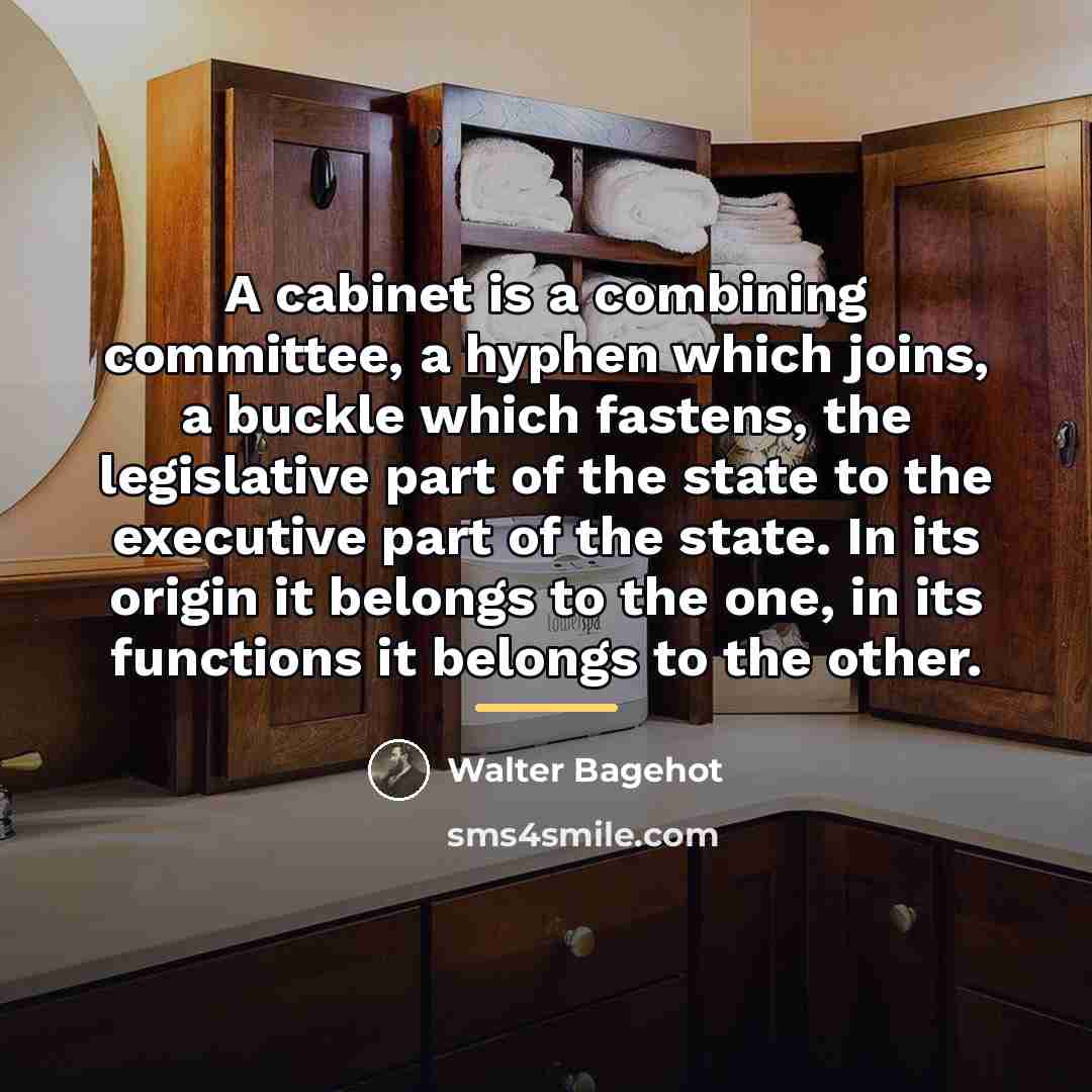 “A cabinet is a combining committee, a hyphen which joins,…” quote by Walter Bagehot