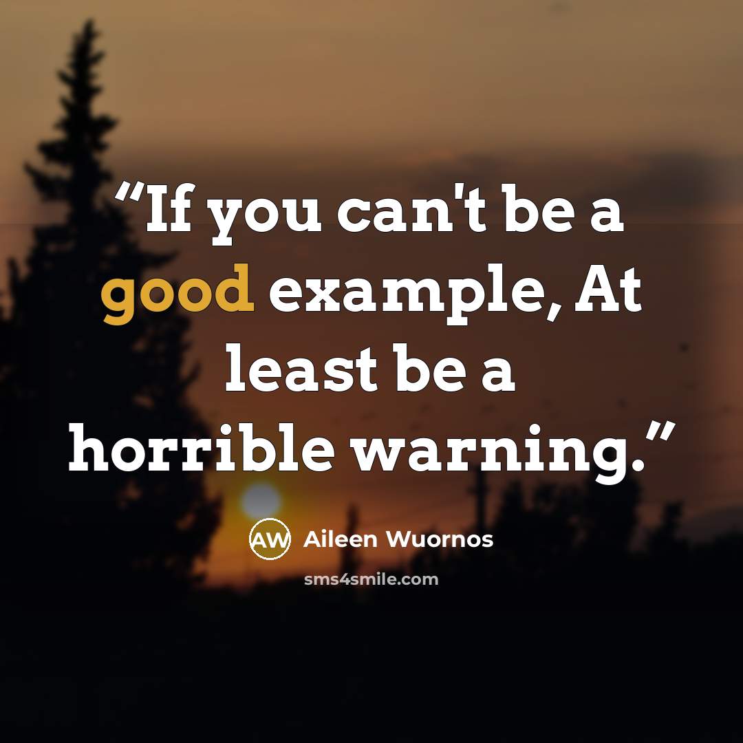 “If you can't be a good example, At least be a horrible warning.” quote by Aileen Wuornos