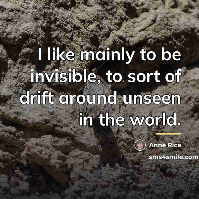 “I like mainly to be invisible, to sort of drift…” quote by Anne Rice