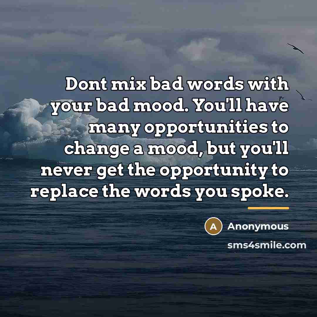 “Dont mix bad words with your bad mood. You'll have…” quote by Anonymous