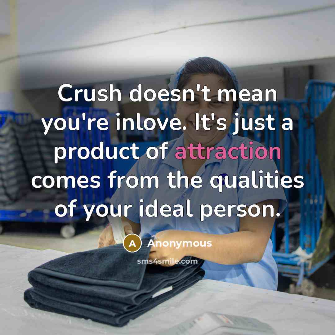 “Crush doesn't mean you're inlove. It's just a product of attraction comes from the qualities of your ideal person.” quote by Anonymous