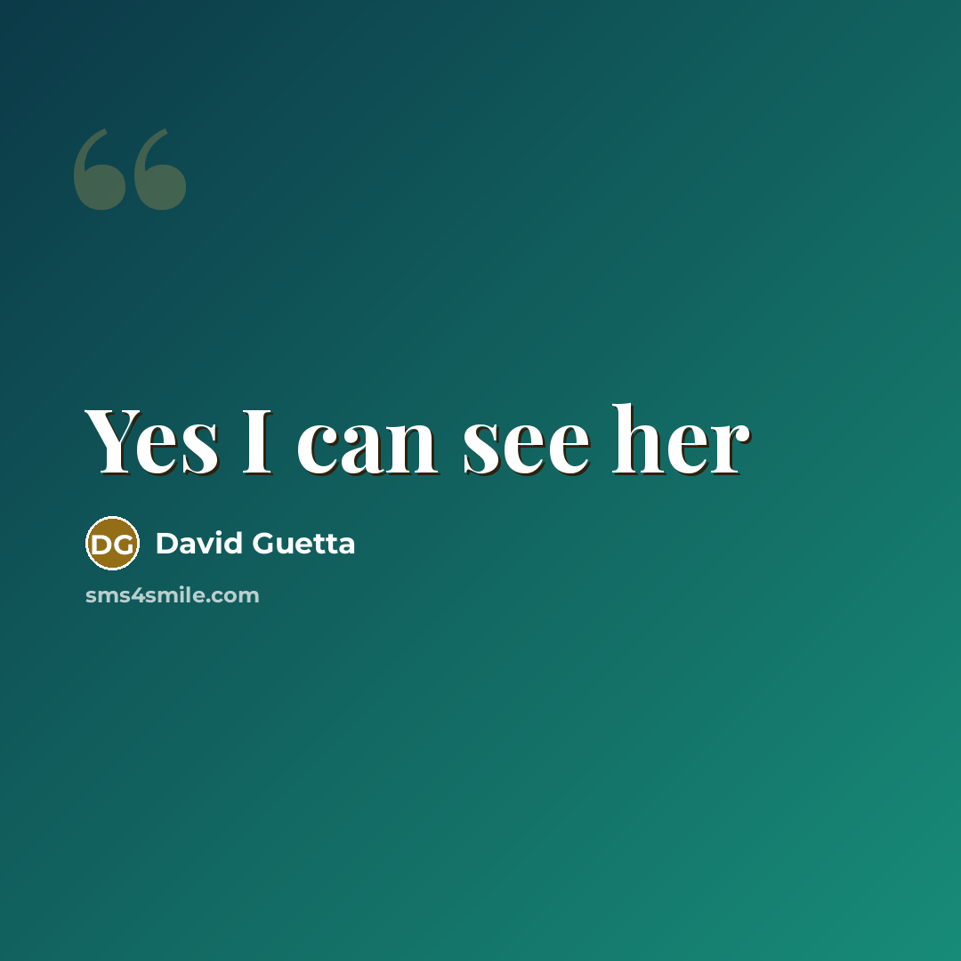 “Yes I can see her…” quote by David Guetta