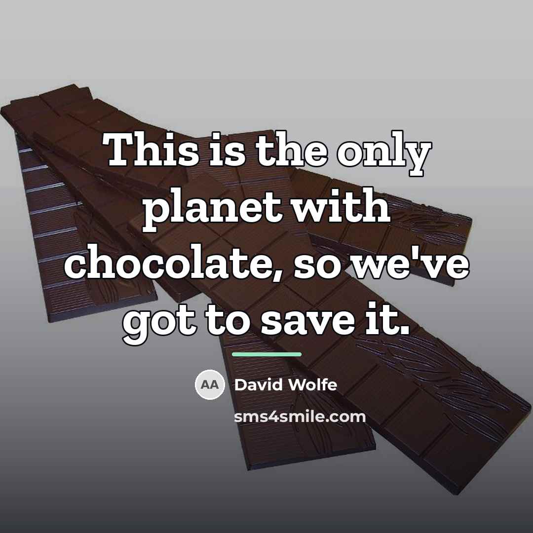 “This is the only planet with chocolate, so we've got…” quote by David Wolfe