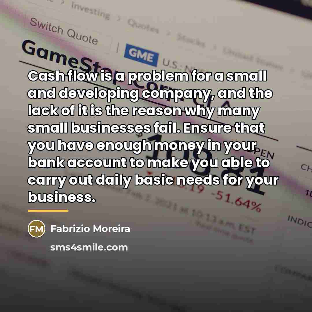 “Cash flow is a problem for a small and developing…” quote by Fabrizio Moreira
