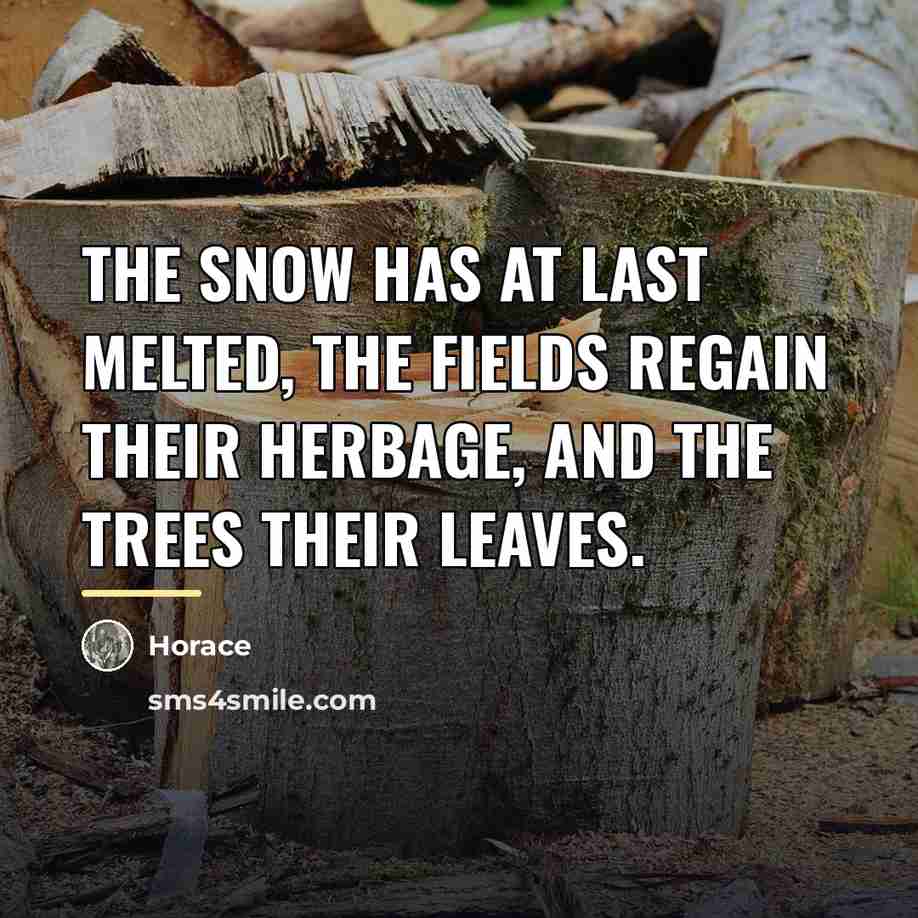 “The snow has at last melted, the fields regain their…” quote by Horace