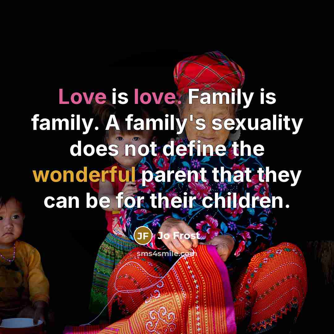 “Love is love. Family is family. A family's sexuality does…” quote by Jo Frost