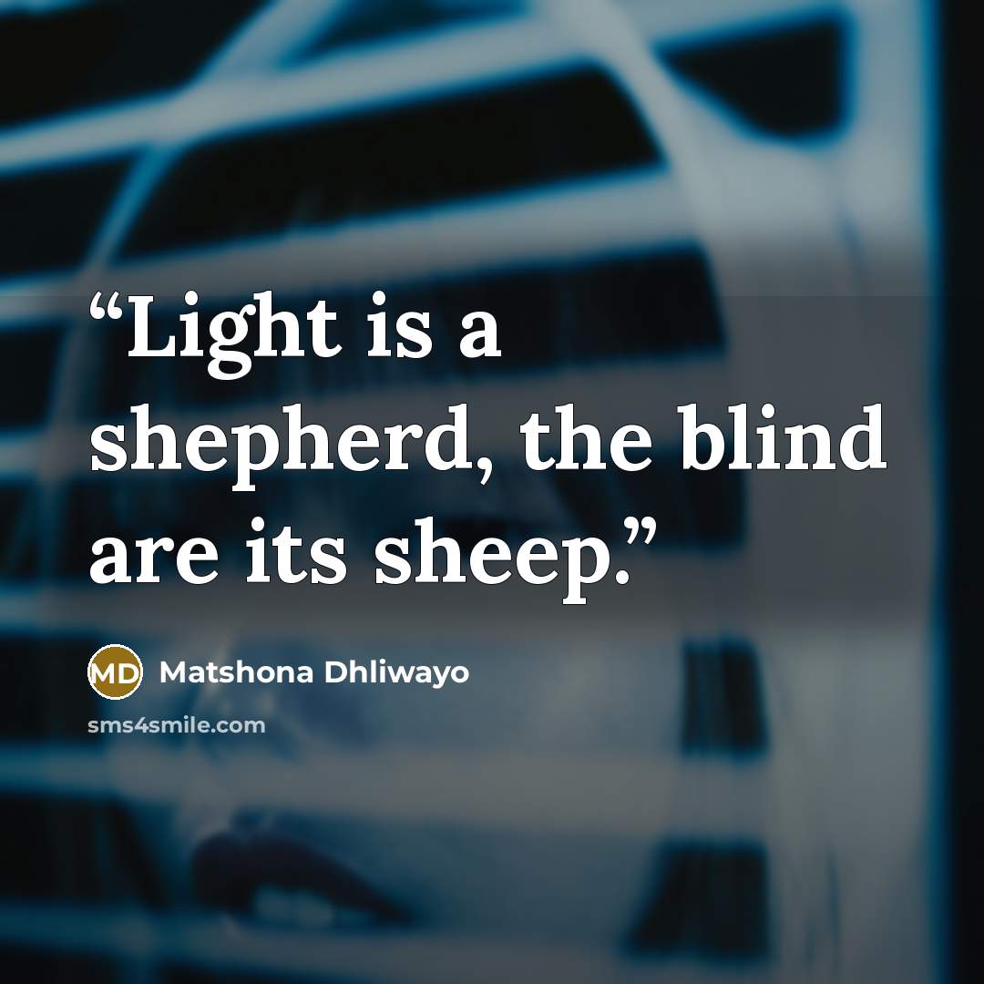 “Light is a shepherd, the blind are its sheep.” quote by Matshona Dhliwayo