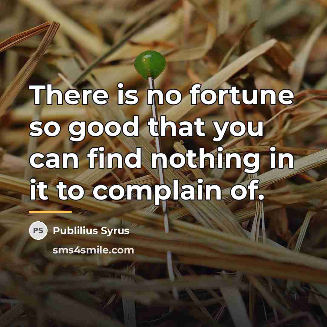 “There is no fortune so good that you can find…” quote by Publilius Syrus