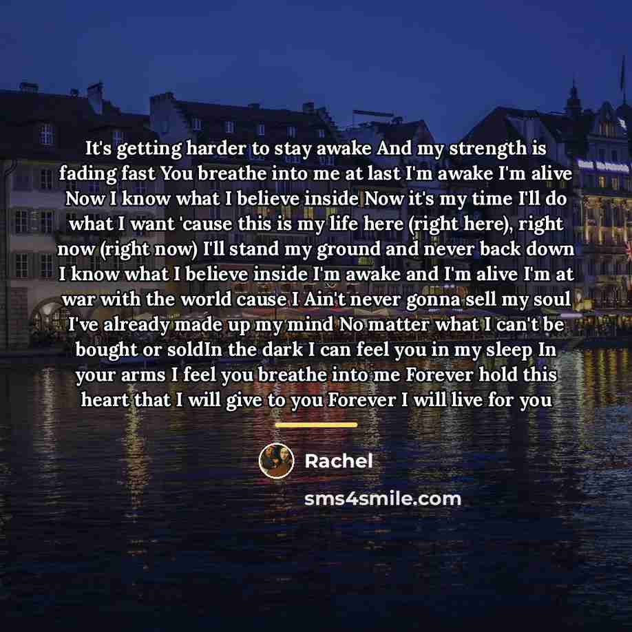 “It's getting harder to stay awake And my strength is…” quote by Rachel