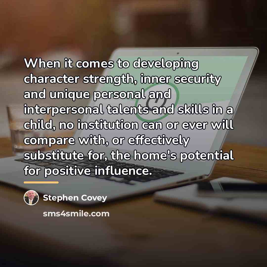 “When it comes to developing character strength, inner security and…” quote by Stephen Covey