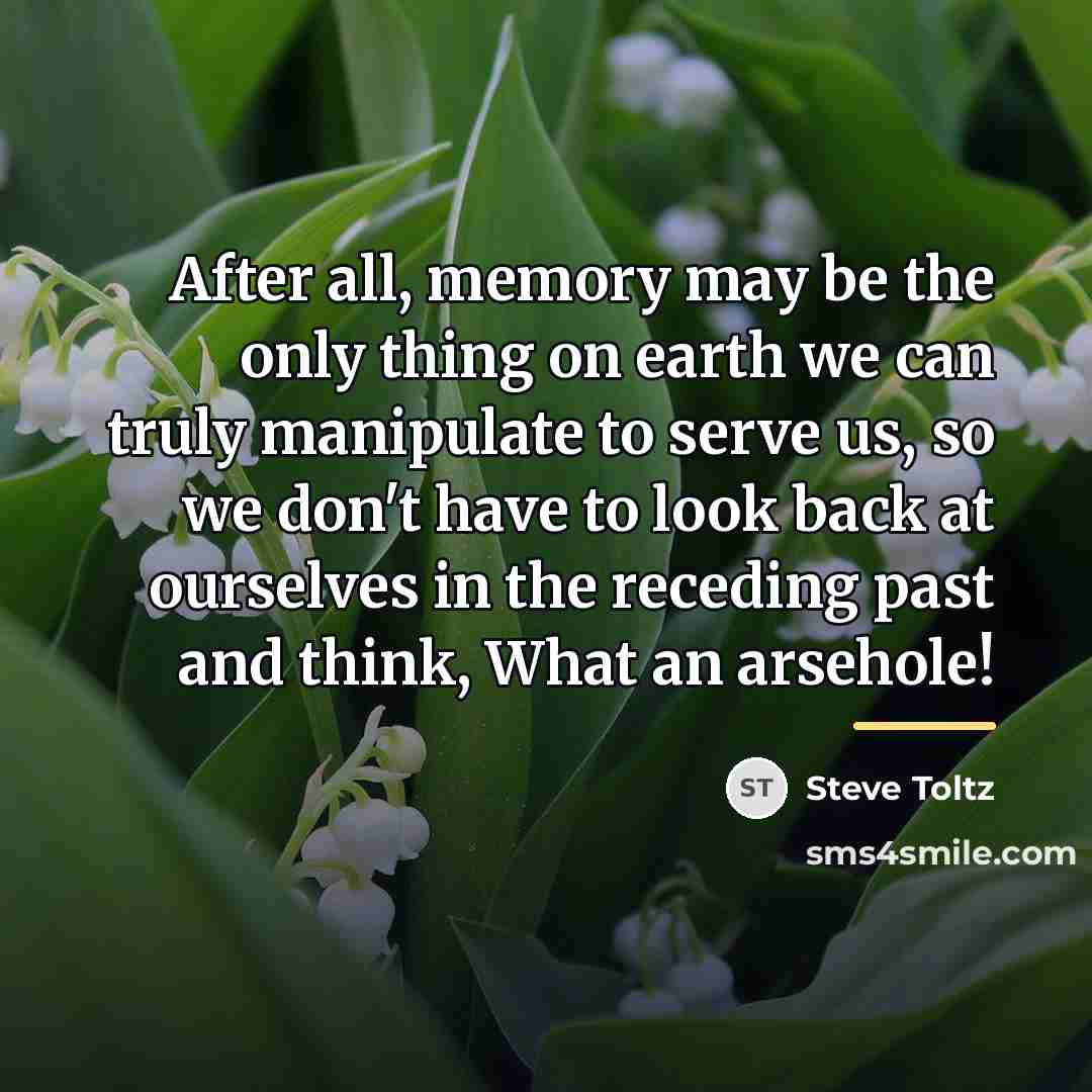 “After all, memory may be the only thing on earth…” quote by Steve Toltz