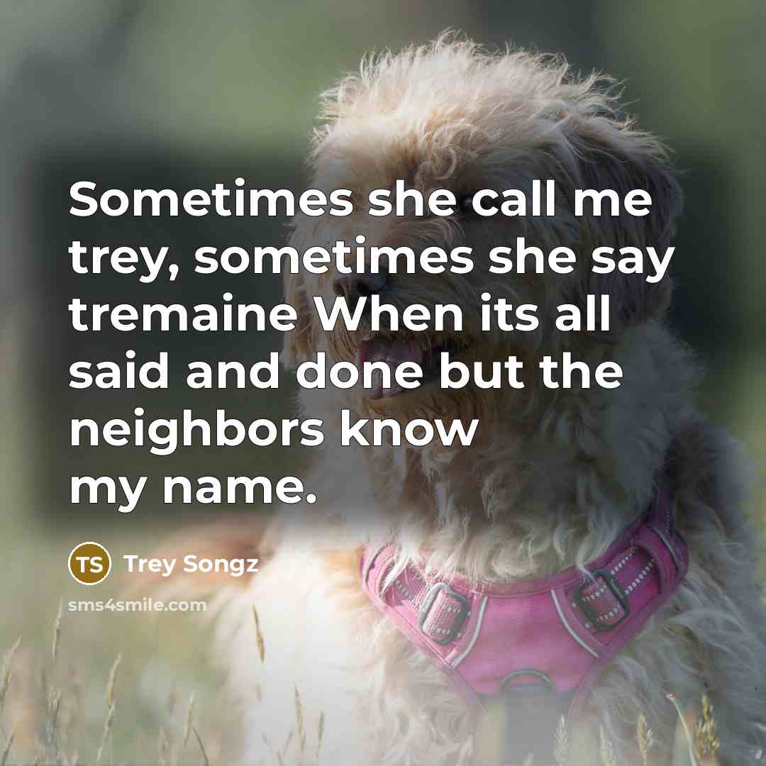 “Sometimes she call me trey, sometimes she say tremaine When its all said and done but the neighbors know my name.” quote by Trey Songz