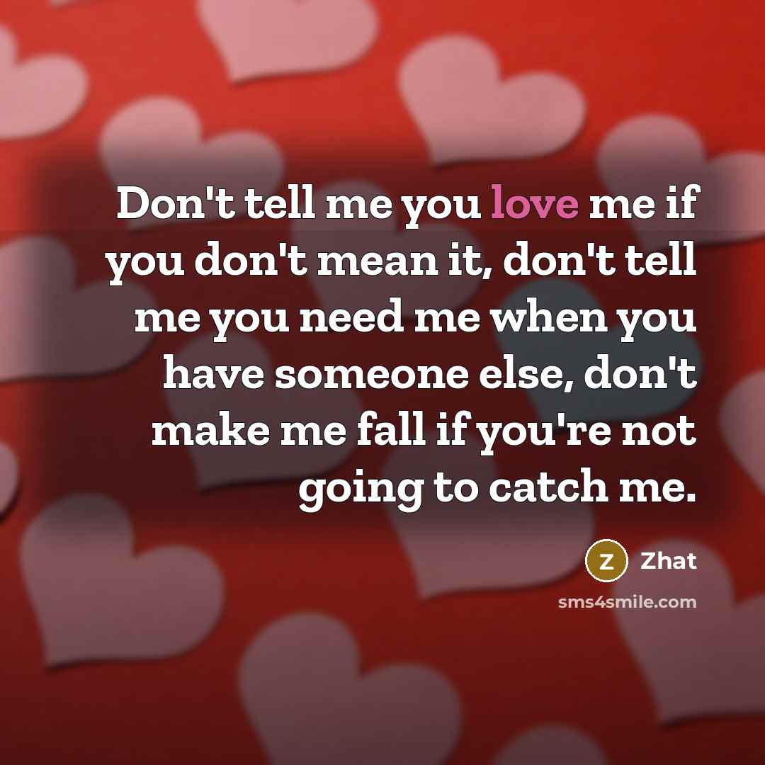 “Don't tell me you love me if you don't mean…” quote by Zhat