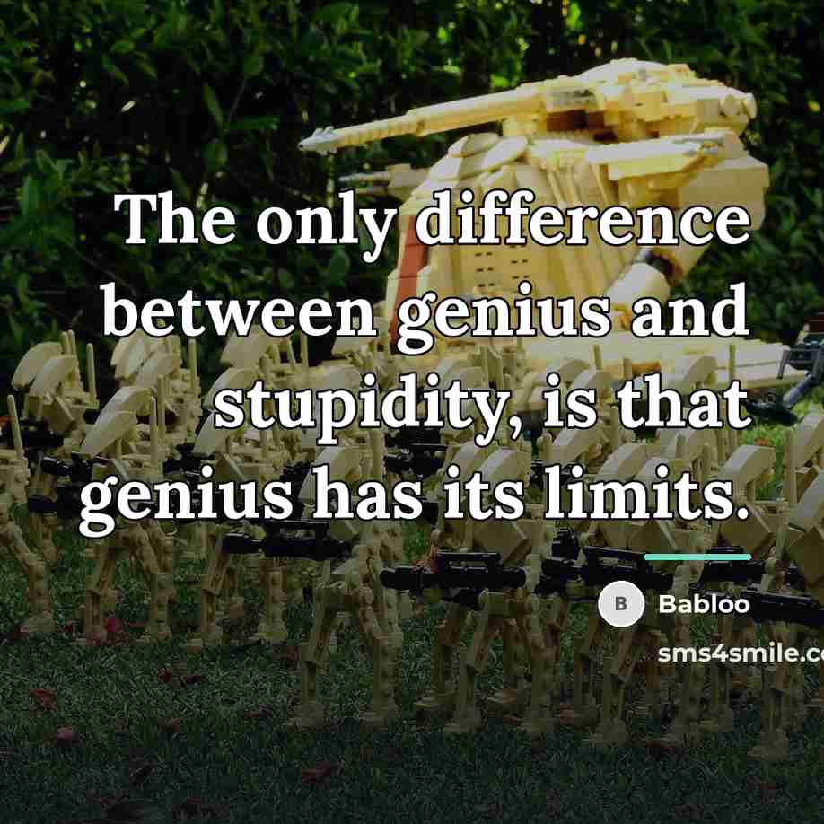 “The only difference between genius and stupidity, is that genius…” quote by Babloo