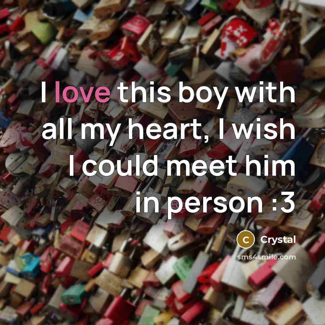 “I love this boy with all my heart, I wish I could meet him in person :3” quote by Crystal