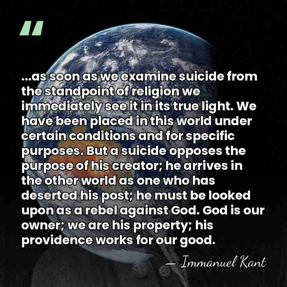 ...as soon as we examine suicide from the standpoint of religion we&hellip; - Immanuel Kant