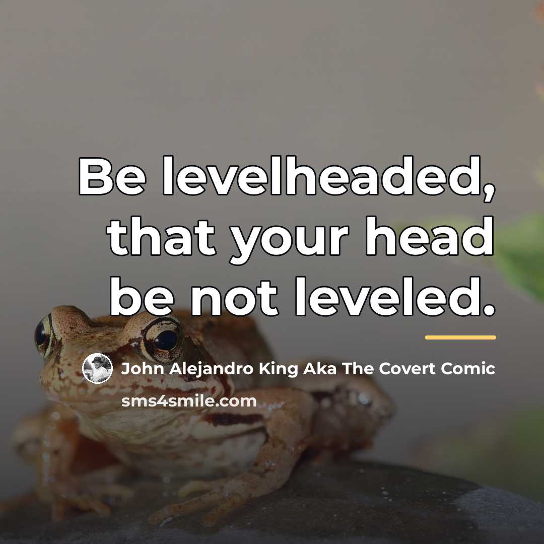 “Be levelheaded, that your head be not leveled.…” quote by John Alejandro King Aka The Covert Comic
