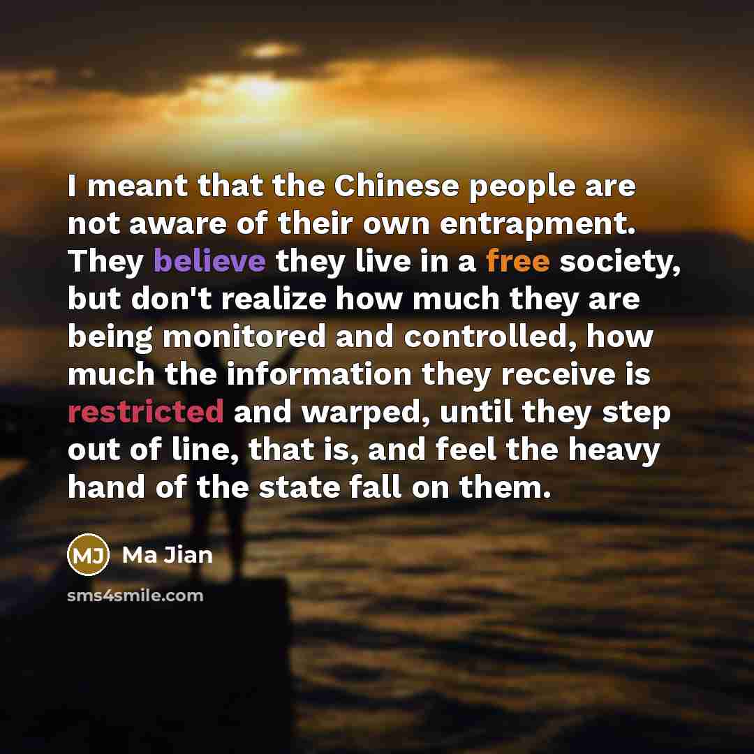 “I meant that the Chinese people are not aware of…” quote by Ma Jian