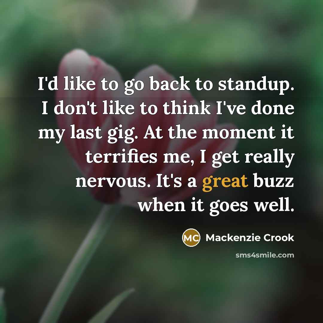 “I'd like to go back to standup. I don't like…” quote by Mackenzie Crook