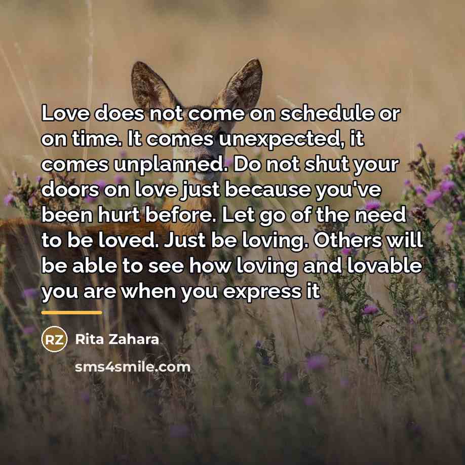 “Love does not come on schedule or on time. It…” quote by Rita Zahara