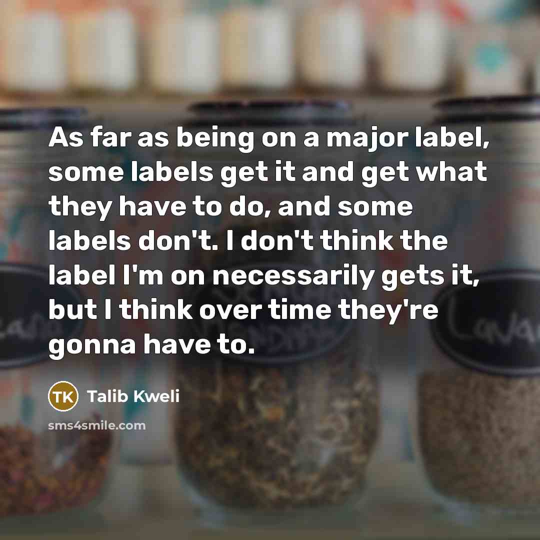 “As far as being on a major label, some labels…” quote by Talib Kweli