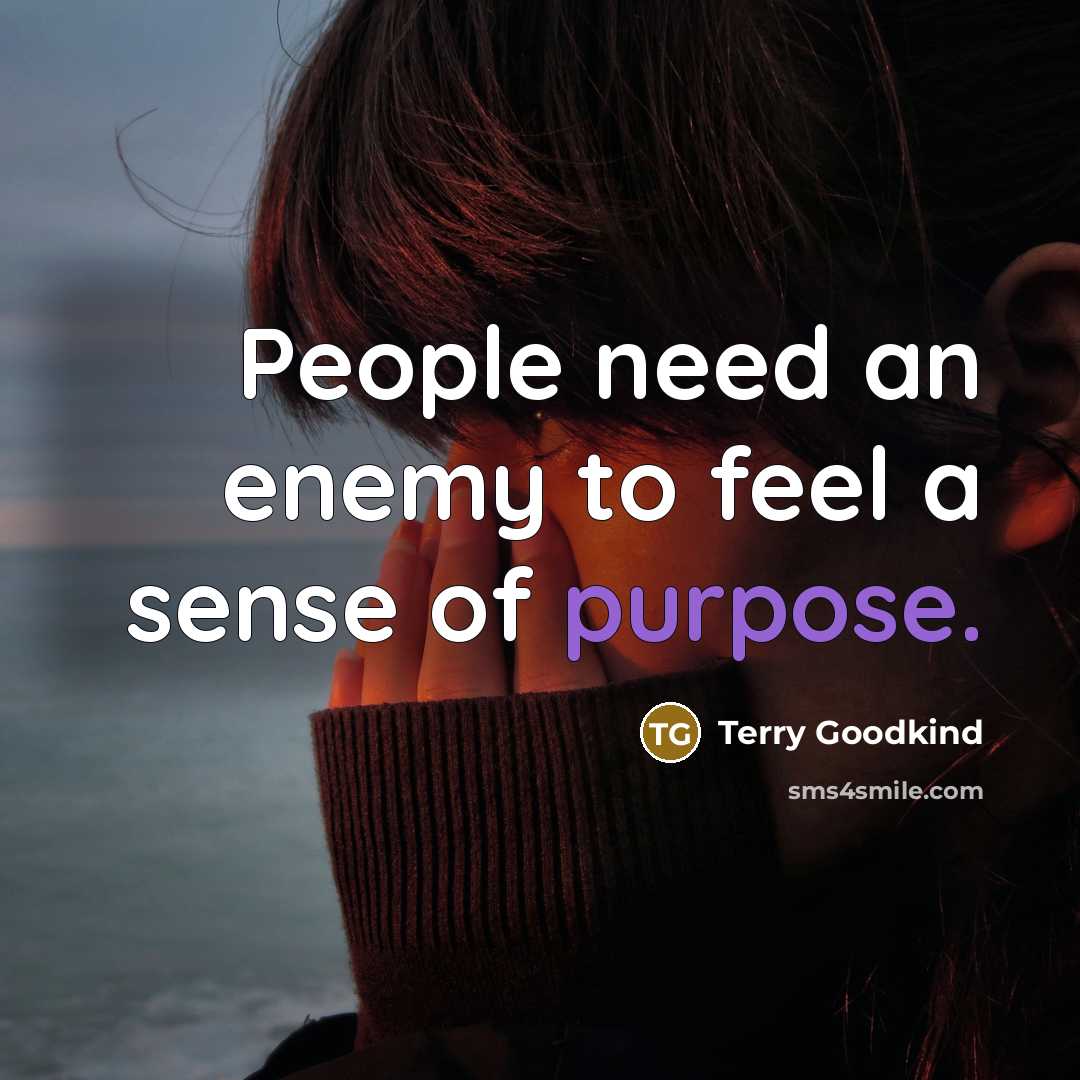 “People need an enemy to feel a sense of purpose.…” quote by Terry Goodkind