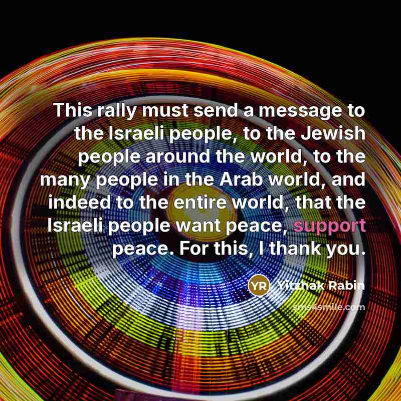 “This rally must send a message to the Israeli people,…” quote by Yitzhak Rabin