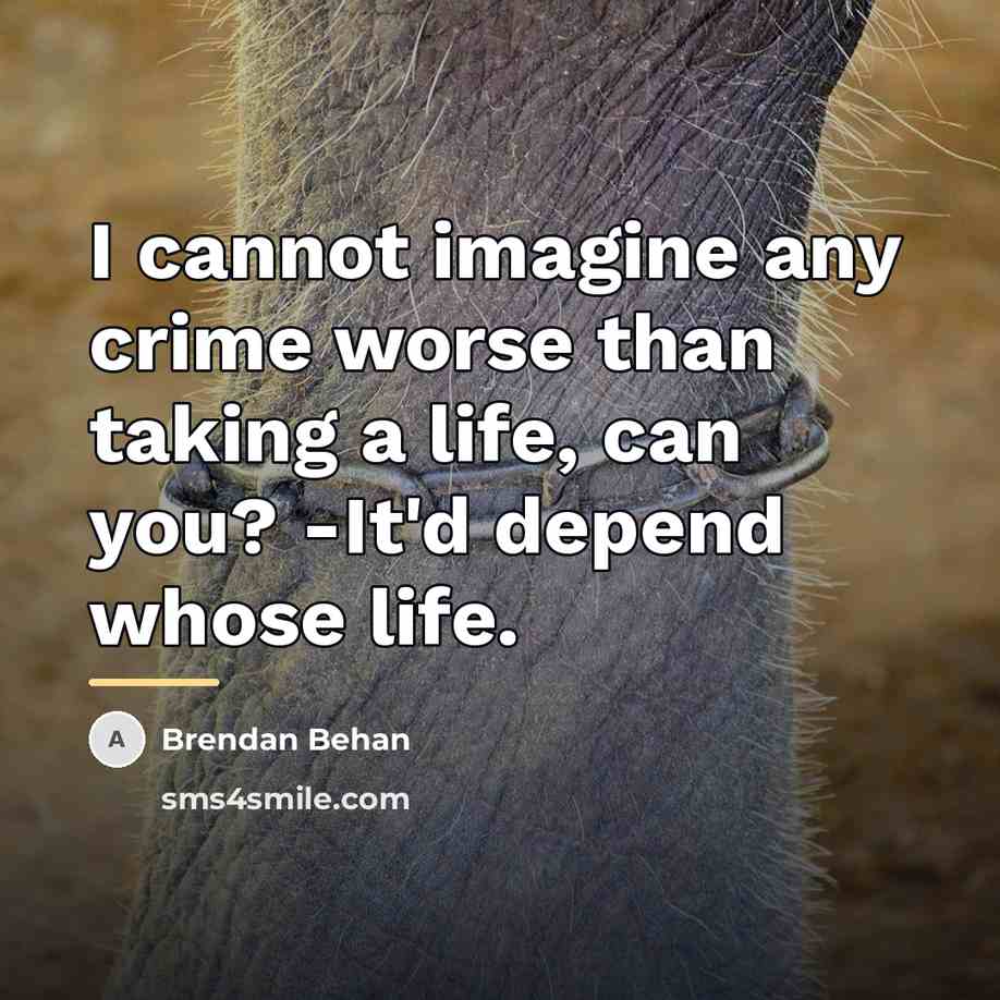 “I cannot imagine any crime worse than taking a life,…” quote by Brendan Behan