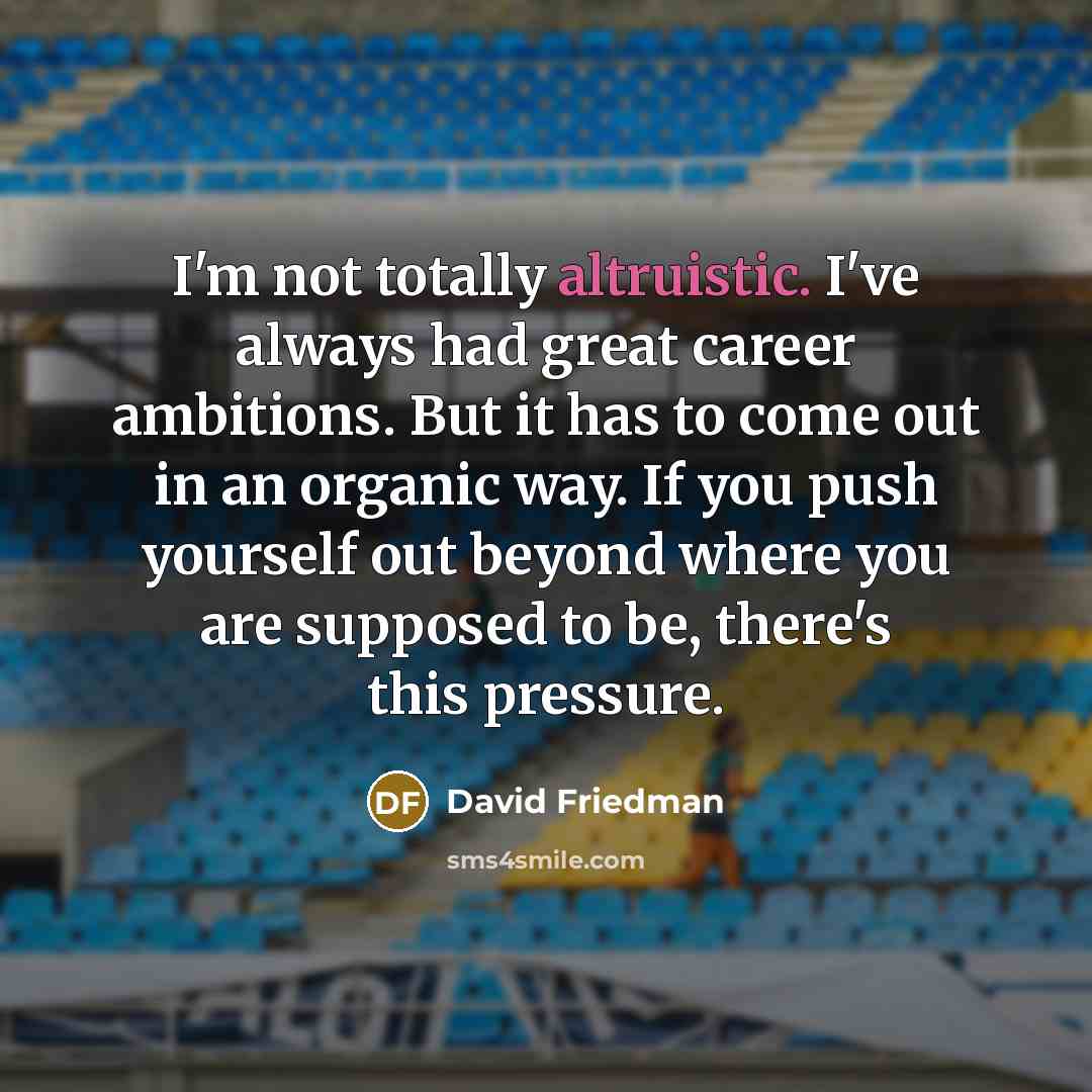 “I'm not totally altruistic. I've always had great career ambitions.…” quote by David Friedman