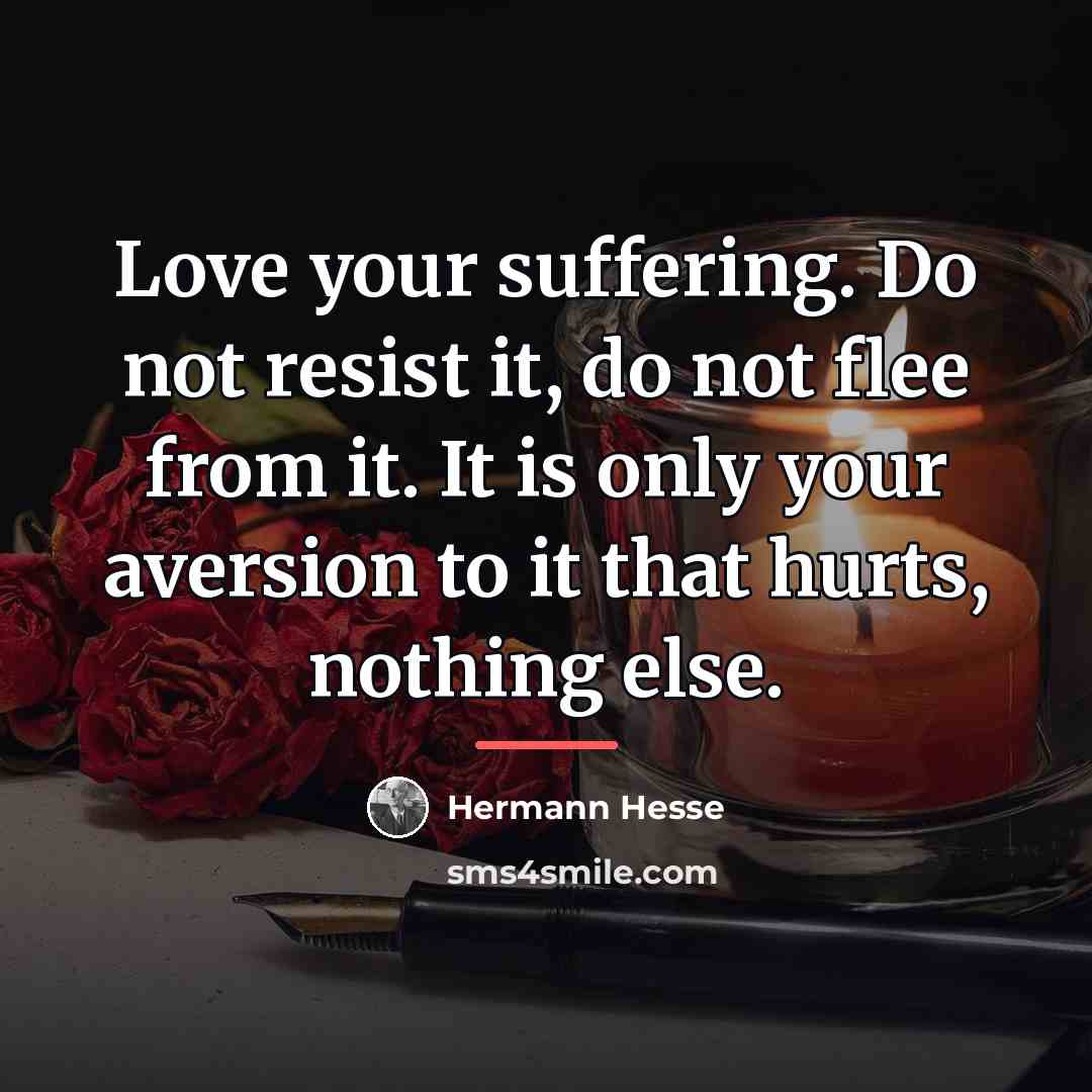 “Love your suffering. Do not resist it, do not flee…” quote by Hermann Hesse