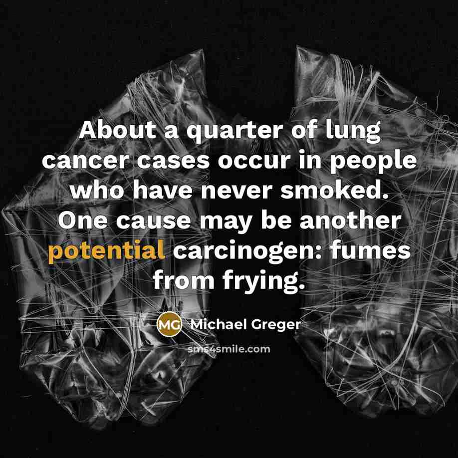 “About a quarter of lung cancer cases occur in people…” quote by Michael Greger