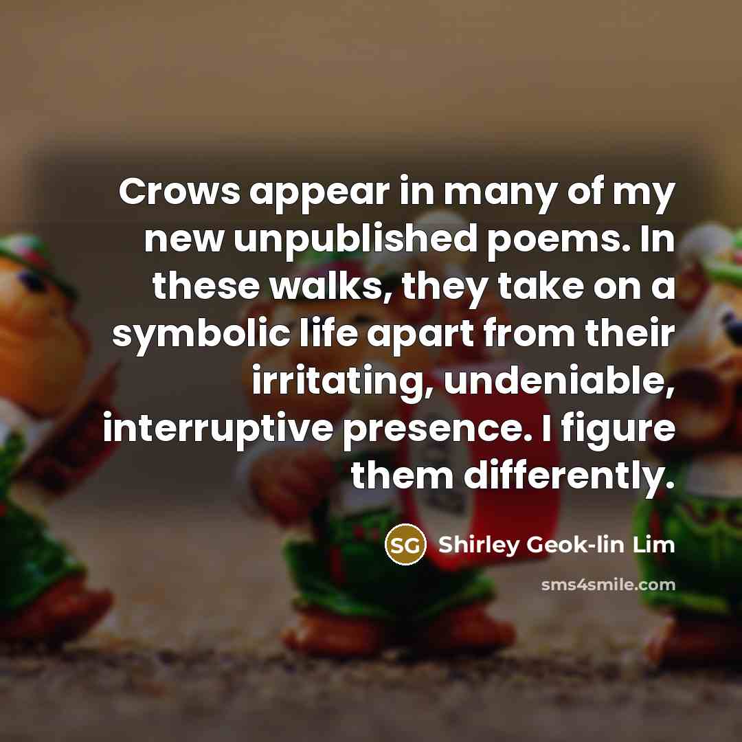 “Crows appear in many of my new unpublished poems. In…” quote by Shirley Geok-lin Lim