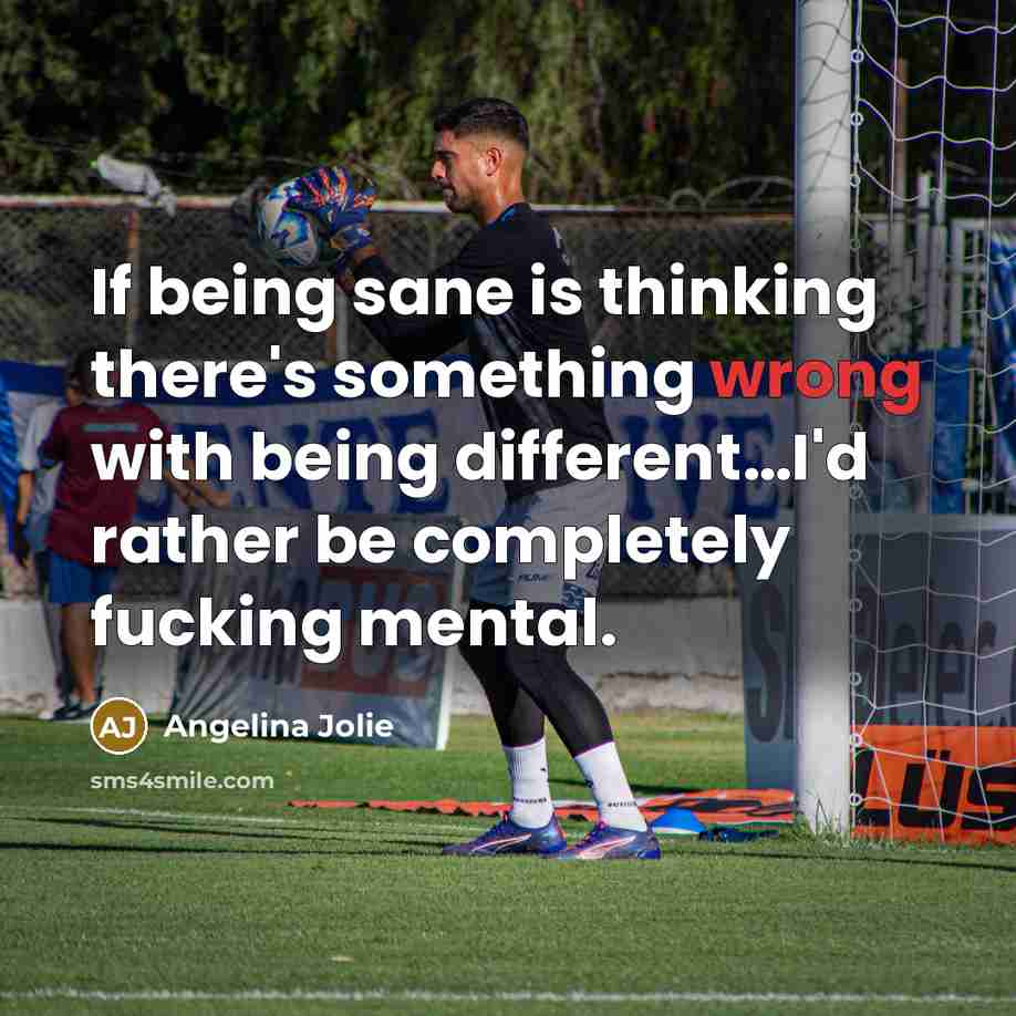 “If being sane is thinking there's something wrong with being…” quote by Angelina Jolie