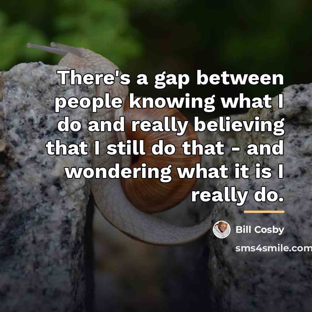 “There's a gap between people knowing what I do and…” quote by Bill Cosby