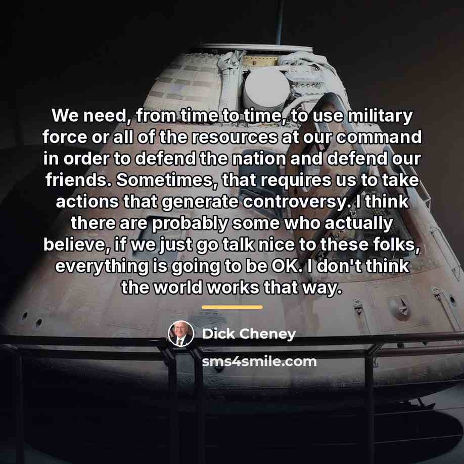 “We need, from time to time, to use military force…” quote by Dick Cheney